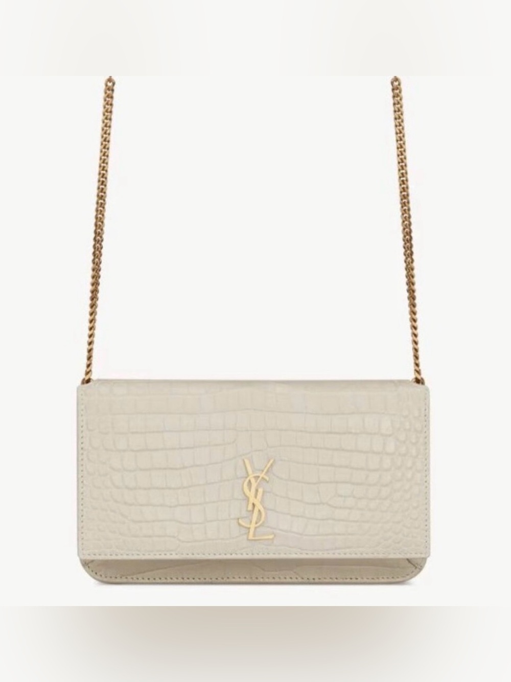 YSL Cassandre phone holder in crocodile embossed leather - Picture 5 of 7